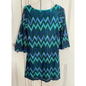 Sharagano Chevron Crochet Dress